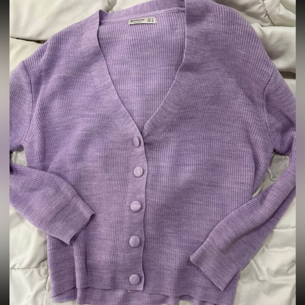 lilac cardigan
